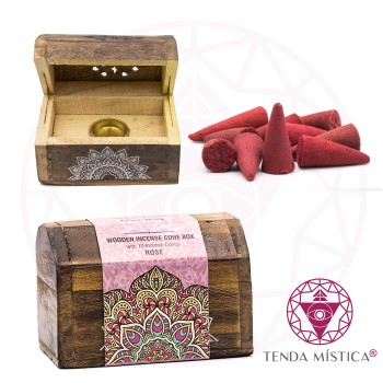 Incensário Baú Karma Mandala Cones Rose