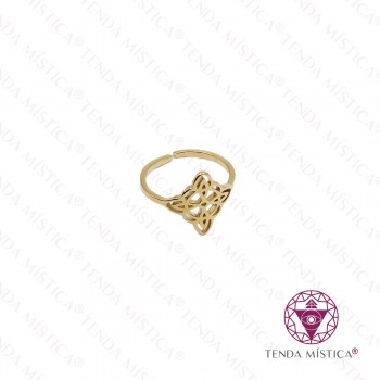 Anel Aço Nó da Bruxa Dourado A