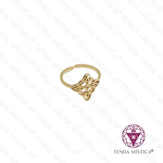 Anel Aço Nó da Bruxa Dourado A