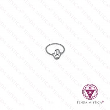 Anel Aço Mão de Fatima Prateado