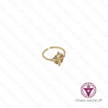 Anel Aço Nó da Bruxa Dourado C