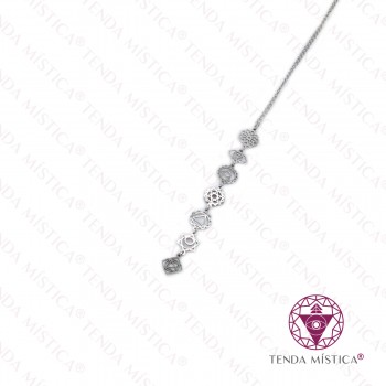 Colar Aço 7 Chakras Prateado