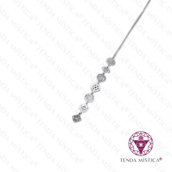 Colar Aço 7 Chakras Prateado