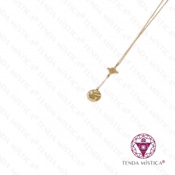 Colar Aço Dupla Proteção Dourado B