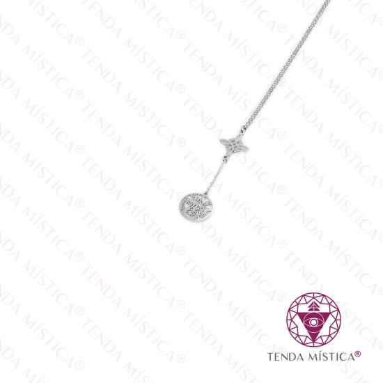 Colar Aço Dupla Proteção Prateado B