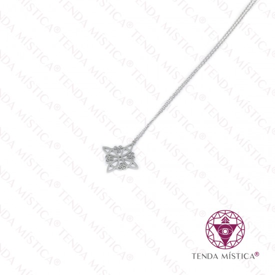 Colar Aço Nó da Bruxa Prateado 