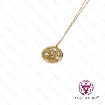 Colar Aço Olho de Horus Dourado