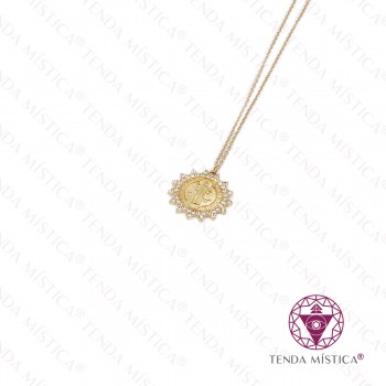 Colar Aço Medalha São Bento Dourado B