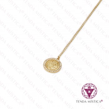Colar Aço Medalha São Bento Dourado A