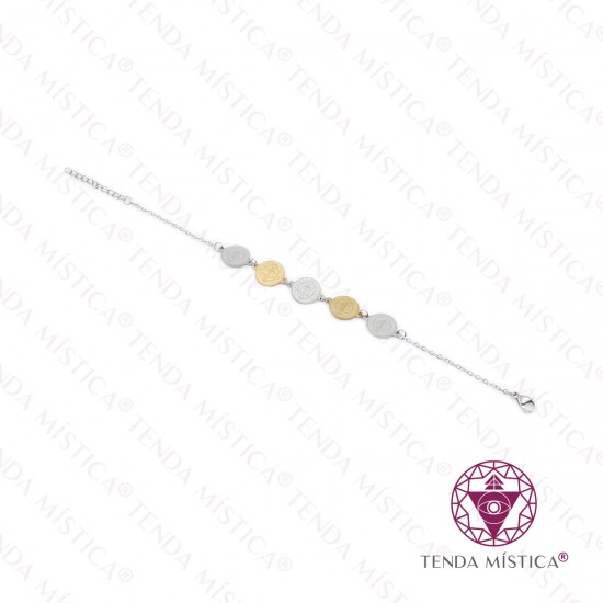 Pulseira São Bento Prateado e Dourado