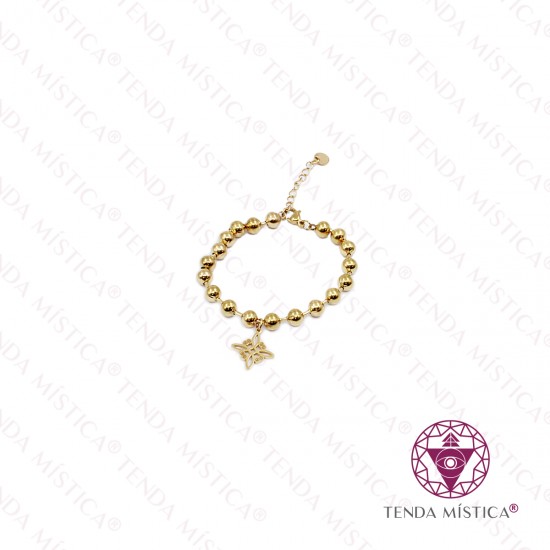 Pulseira Aço Nó da Bruxa Dourado