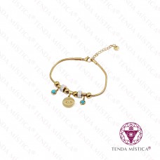 Pulseira Aço Olho da Inveja Dourado