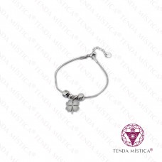 Pulseira Aço Trevo da Sorte Prateado