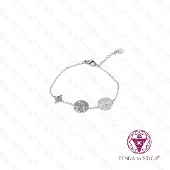 Pulseira Aço Tripla Proteção Prateado Pulseira Aço Tripla Proteção Prateado