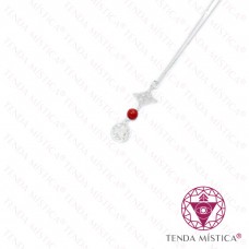 Colar Prata Duas Proteções Bola Coral