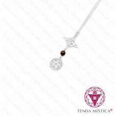 Colar Prata Duas Proteções Bola Olho de Tigre