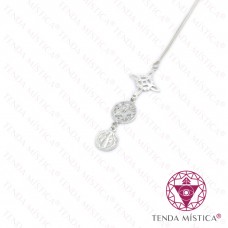 Colar Prata Tripla Proteção Tetragrammaton e S.Bento 16mm