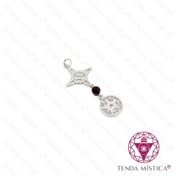 Pendente Prata Duas Proteções Bola Olho de Tigre
