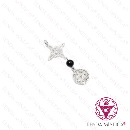 Pendente Prata Duas Proteções Bola Ónix