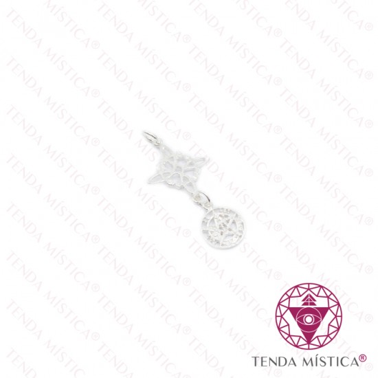 Pendente Prata Duas Proteções Tetragrammaton 10mm 