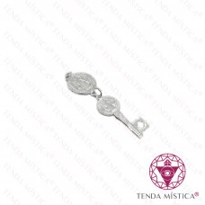 Pendente Prata Dupla Proteção Chave e Medalha S.Bento