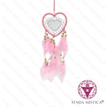 Caça Sonhos Coração Rosa