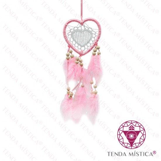 Caça Sonhos Coração Rosa