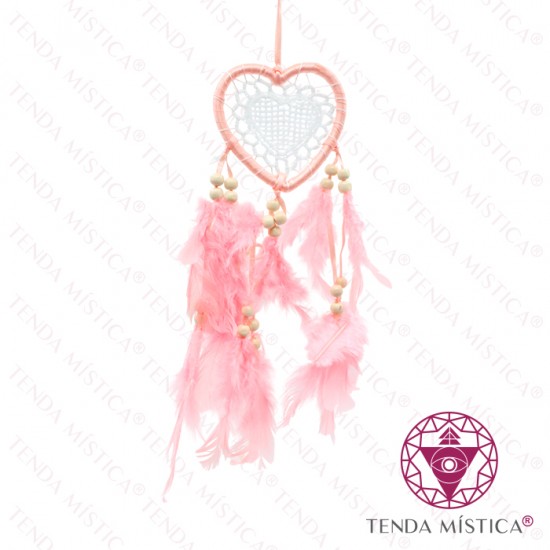 Caça Sonhos Coração Rosa Claro