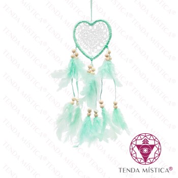 Caça Sonhos Coração Verde Menta