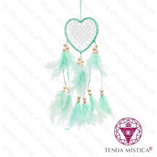 Caça Sonhos Coração Verde Menta
