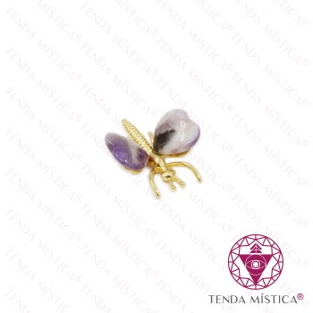 Borboleta Coração Ametista Dourado