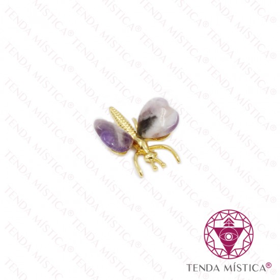 Borboleta Coração Ametista Dourado