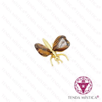 Borboleta Coração Olho de Tigre Dourado