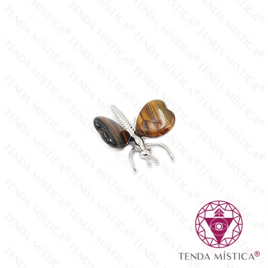 Borboleta Coração Olho de Tigre Prateado