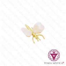 Borboleta Coração Quartzo Rosa Dourado