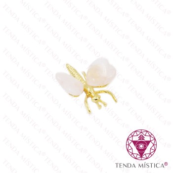 Borboleta Coração Quartzo Rosa Dourado