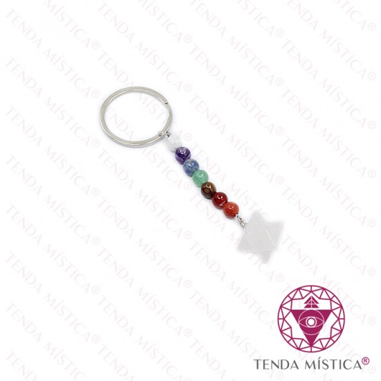 Porta-Chaves Merkabah Quartzo Rosa