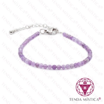 Pulseira Multiface Ametista Uruguai com Aço 3mm