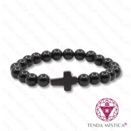 Pulseira Cruz Ónix 8mm