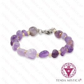 Pulseira Irregular Ametista com Aço 