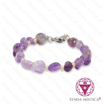 Pulseira Irregular Ametista com Aço 