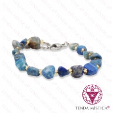 Pulseira Irregular Lápis Lazúli com Aço