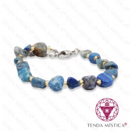 Pulseira Irregular Lápis Lazúli com Aço