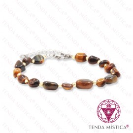 Pulseira Irregular Olho de Tigre com Aço