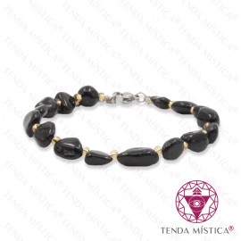 Pulseira Irregular Lápis Ónix com Aço