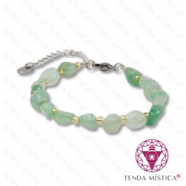 Pulseira Irregular Quartzo Verde com Aço