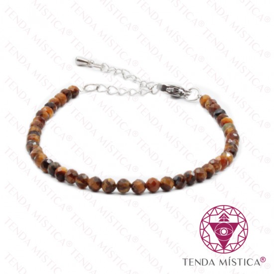Pulseira Multiface Olho de Tigre com Aço 3mm