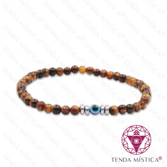 Pulseira Olho Turco + Olho de Tigre 4mm 