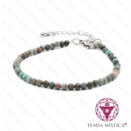 Pulseira Multiface Turquesa Africana com Aço 3mm