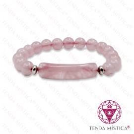 Pulseira Quartzo Rosa Larga 8mm